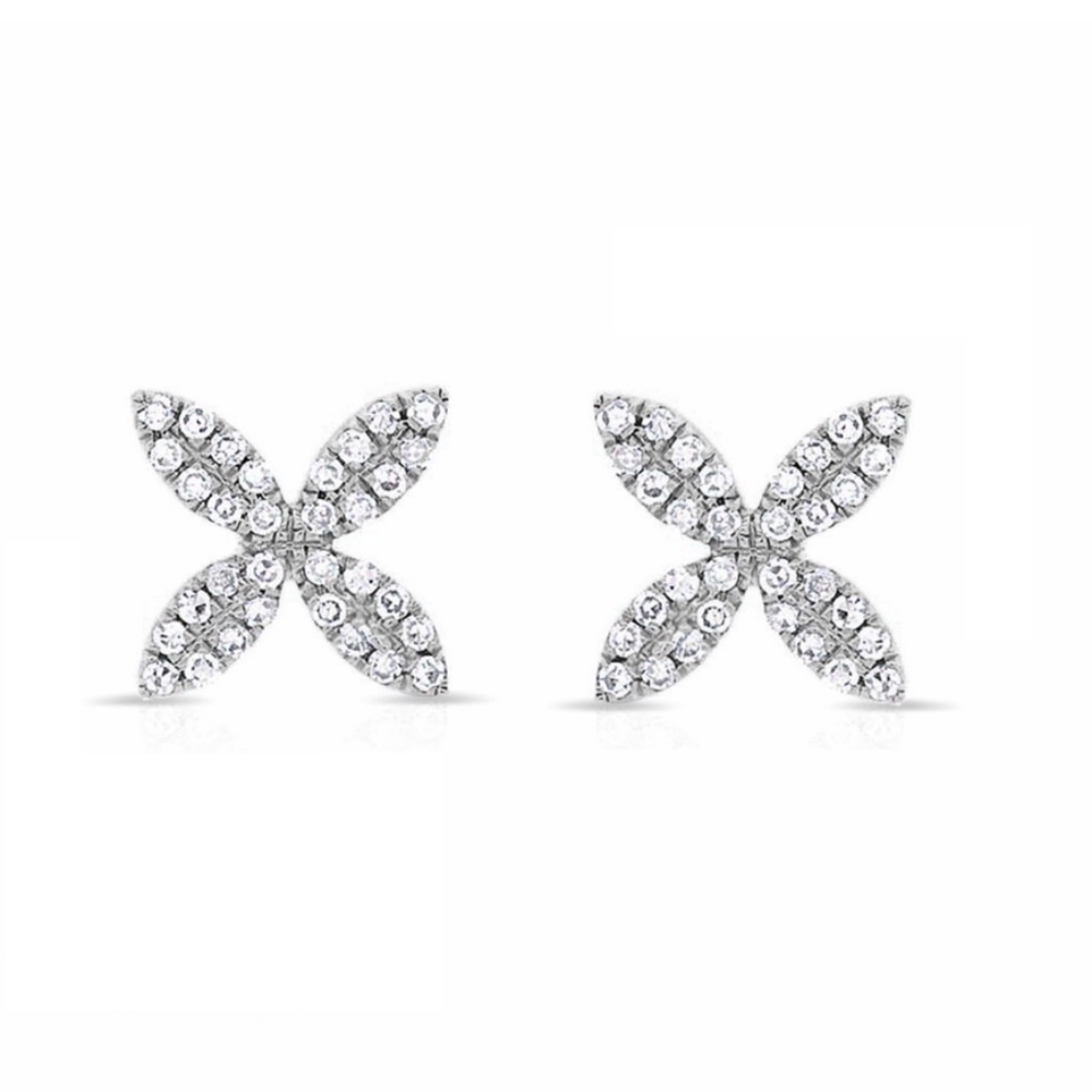 Samira 13- white gold and diamond Four Leaf Studs
